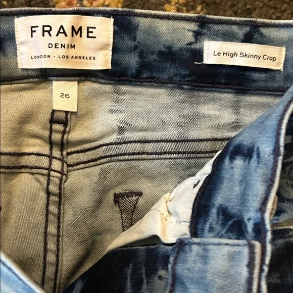 FrameTie Dye Grunge Le High Skinny Crop Jeans Women’s Size 26 - Picture 5 of 15